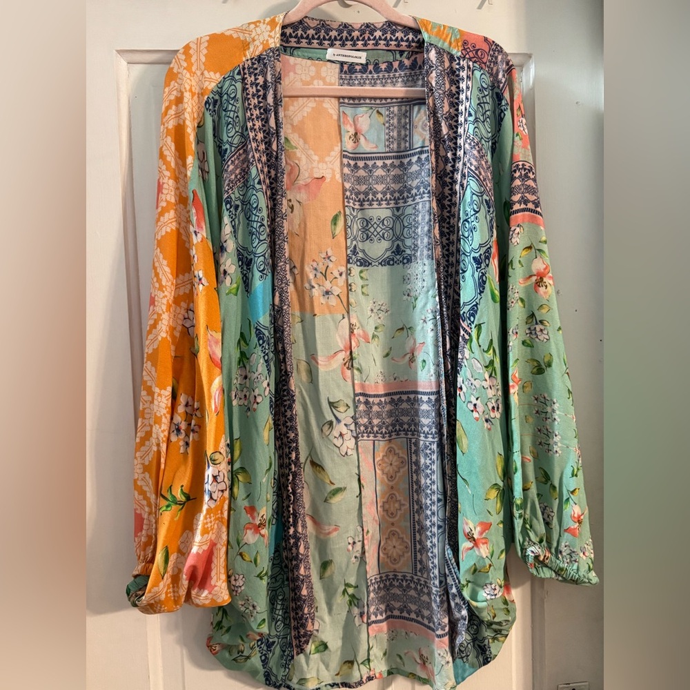 Anthropologie Os Multicolor Patchwork Kimono - image 1